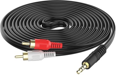 JAMUS  TV-out Cable 3.5mm Male to 2RCA Male Audio Stereo Cable, 5 Meter, Black(Black, For Computer, 5 m)