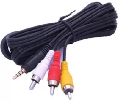 Mak World  TV-out Cable 3.5mm Stereo Male to 3 RCA Male Audio Video AV Cable for Camcorder Camera etc(Multicolor, For TV, 1.2 m)