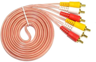JYOTILITE  TV-out Cable Both Side Male 3 RCA TO 3 RCA Audio Video Cable 1.5 Mtr(Gold, For TV, 1.5 m)