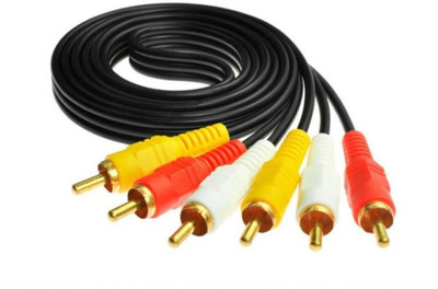 LipiWorld  TV-out Cable 3RCA Male to 3RCA Male Audio Video Cable 3 RCA Cable 1.5 Meter(Black, For TV)