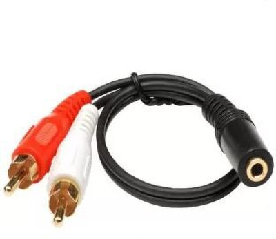 TECHGEAR  TV-out Cable 1.5 Meter 3.5mm Stereo Female to 2 RCA Male Cable Aux Audio Cable(Black, For TV)