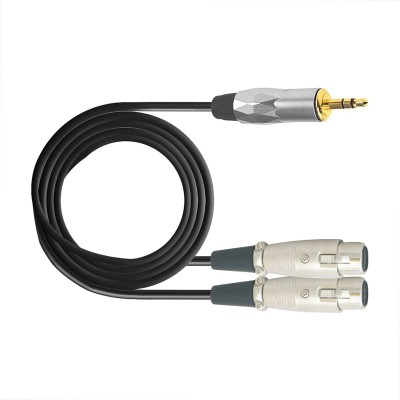 MX  TV-out Cable EP 3.5 Mm Stereo Male To Two 3 Pin Mic Xlr Female Cable 3 Meter- MX3924A(Black, For Home Theater, 3 m)