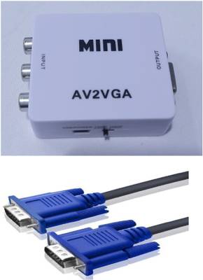 TERABYTE  TV-out Cable AV RCA to VGA with Audio Video Adapter + 1.5 Mtr Male-Male 15 Pin VGA Cable