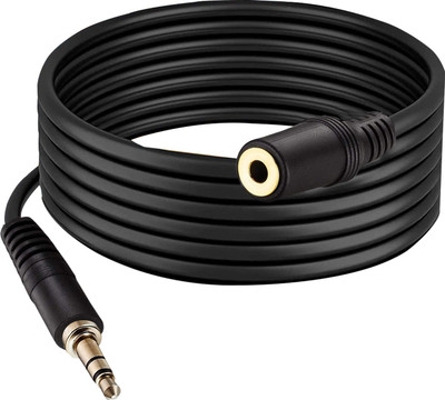 LQTON  TV-out Cable 3.5mm Male to Female HQ Stereo Aux Extension Cable compatible WITH HEDPHONE(Black, For Home Theater, 5 m)