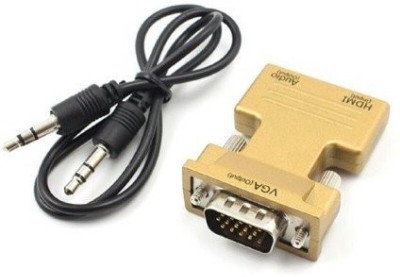 PremiumAV  TV-out Cable Hdmi Female to VGA Male Converter Audio Adapter (Gold) 0.5 m HDMI Adapter (Co(Gold, For Computer)