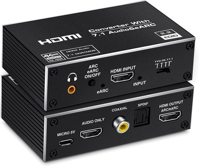 microware 4K HDMI 2.0b Audio Converter with 7.1CH Audio Support and ARC/eARC function Media Streaming Device(Black)