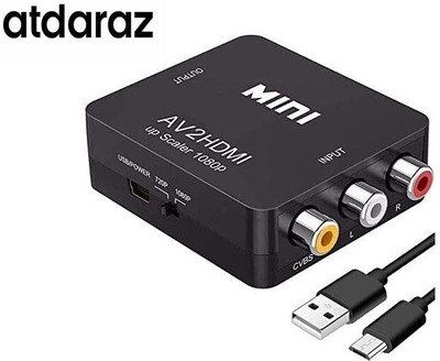 atdaraz  TV-out Cable AV RCA Input to HDMI Output Converter UP Scaler Full HD Video 720/1080P(Black, For TV)