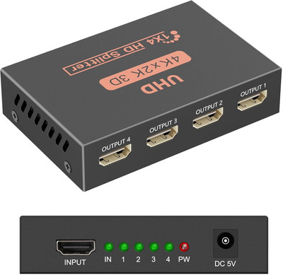 Tobo  TV-out Cable HDMI Splitter 1 in 2 Out UHD 4K 2K 3D 1x2 Splitter.(CY05) TD-488H(Black, For TV)