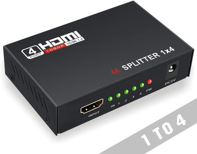 BALRAMA  TV-out Cable HDMI Splitter 1 x 4 1 HDMI Input to 4 HDMI Output V1.4 Powered 1x4 Ports Box(Black, For TV)