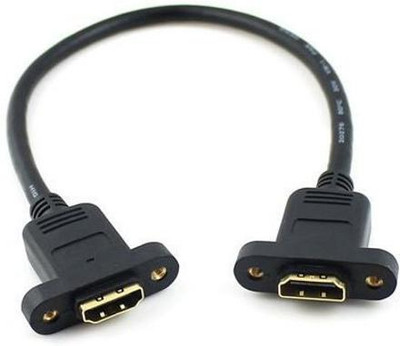 Mak World  TV-out Cable HDMI Female to Female Mountable Cable with Screw Whole 30 CM(Black, For Laptop, 0.3 m)