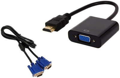 TERABYTE  TV-out Cable HDMI to VGA Adapter, HDMI Male to VGA Female + 1.5 M 15 Pin Male-Male VGA Cable(Black, Blue, For TV)