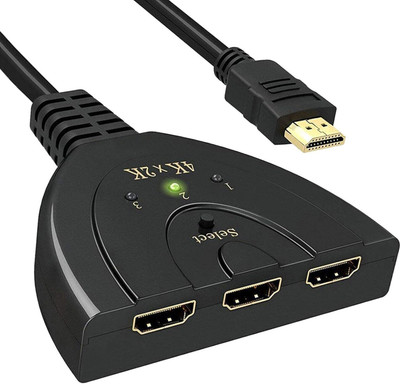 OG X NEXSA  TV-out Cable HDMI Splitter 3 in 1 Out, 3-Port HDMI Switcher Selector with Pigtail HDMI Cable(Black Supports Full HD 4K 1080P 3D Player, HDMI Hub, For TV, 0.5 m)