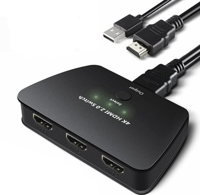 ELEPHANTBOAT  TV-out Cable 4K@60Hz HDMI Splitter, 3 Input to 1 Output Manual HDMI Switcher, Support HDCP2.2(Black, For Projector, 5 m)