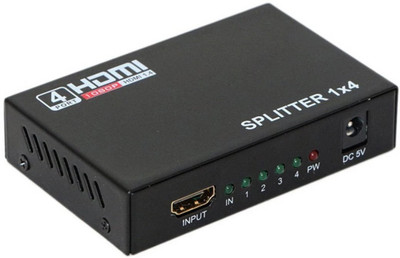 BKC  TV-out Cable HDMI Splitter 1 IN 4 OUT Full HD 1080P Support 3D v1.4(Black, For DVD)