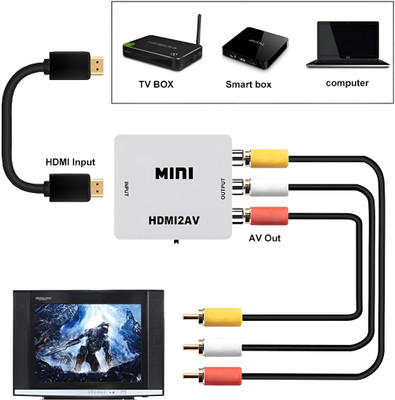 SDMINITEK  TV-out Cable HDMI to AV Converter 1080p | HDMI2AV to RCA Adapter for TV(White, For TV, 0.5 m)