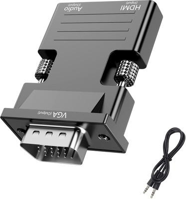 microware  TV-out Cable HDMI to VGA Converter Adapter with Audio for HDMI Interface to HDMI Output(Black, For Computer)