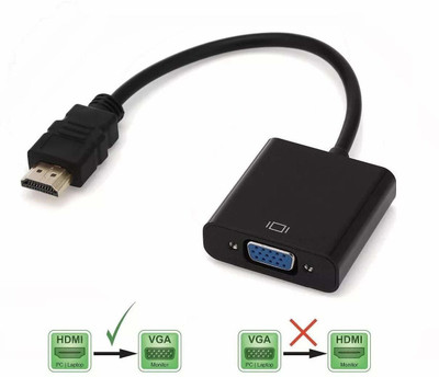 RHONNIUM  TV-out Cable RHO™ HDMI To VGA Typ - 4047(Coal Black, For Laptop, 0.25 m)