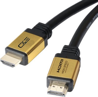 C & E  TV-out Cable Ultra HDMI-15 Ft -(Gold)4K HDMI Cable High Speed 18GbpsCable,4K, 3D, 2160P, 1080P, Ethernet - Audio Return(ARC) Compatible UHD TV, Blu-ray, PS4, PS3, PC(Golden, For TV, 4.57 m)
