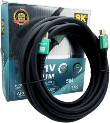 coolcold  TV-out Cable HDMI Cable 8K/4K 5M, Certified 48Gbps 1ms Ultra High Speed HDMI 2.1 Cable(Black, For Computer, 5 m)