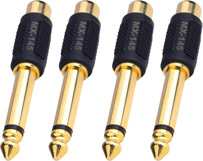 MX  TV-out Cable P-38 Phono TS 6.35mm (1/4) Mono Male Connector to RCA Female Connector Pack4(Gold, For TV)