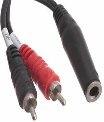 TECHON  TV-out Cable 3.5mm audio stereo female jack to 2 rca male jack adapter aux audio cable(Black, For Home Theater, 1.5 m)