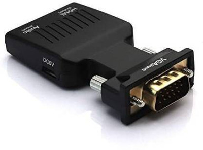Diktmark  TV-out Cable VGA to HDMI Adapter/Converter with 3.5mm Audio (Old PC to TV/Monitor with HDMI)(Black, For Computer)
