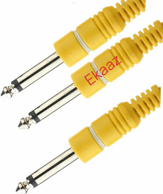 EKAAZ  TV-out Cable Mono Male Jack to Dual mono 1/4inch(6.35mm) Male TS Mono Breakout Cable Audio Patch Cord (1.8M)(Yellow, For Home Theater, 1.8 m)