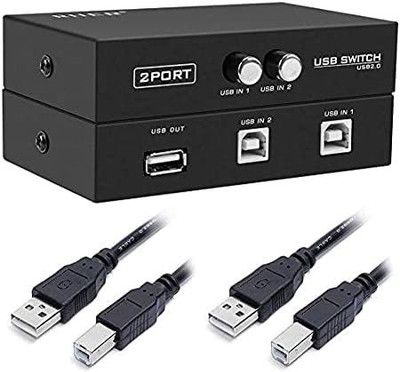 XIKKART  TV-out Cable 2 Port USB Switch Box USB 2.0/ Hub for Printer Scanner And Other Usb Device.(Black, For Computer)