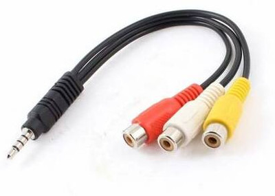 Uneo Star  TV-out Cable DB-3.5mm Stereo TRRS Male to 3 RCA Female Composite AV Cable Adapter(Black, For TV)