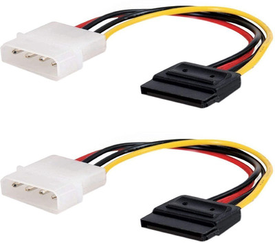 WiredCom Power Sharing Cable 0.2 m 2Pcs 4 Pin IDE Molex Male to 15 Pin Serial ATA SATA Hard Drive Adapter Power Cable(Compatible with Personal Computer, Server, Black)