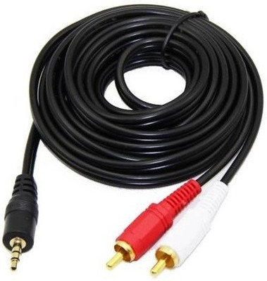 Etake  TV-out Cable 5 Meter 3.5mm Male To 2 RCA Cable Male Stereo Audio Cable For Tablet, Mobile(Black, For Home Theater)