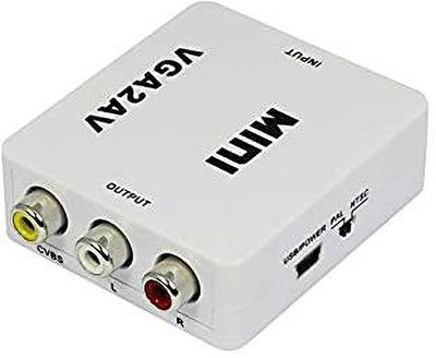 Tobo  TV-out Cable Mini-VGA-to-AV-RCA-Converter 3.5 Audio-VGA2AV-CVBS-Audio-Convertor WhiteTD-658VC(White, For TV)