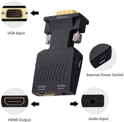 SDMINITEK  TV-out Cable VGA to HDMI Converter with Audio New Edition 1080p Video Adapter for PC. SI-002(Black, For Computer, 0.5 m)