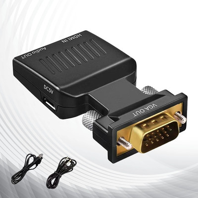 SDMINITEK  TV-out Cable VGA to HDMI Converter with Audio New Edition 1080p Video Adapter for PC. CN_s1(Black, For Computer, 0.5 m)