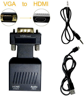 SDMINITEK  TV-out Cable VGA to HDMI Converter with Audio New Edition 1080p Video Adapter for PC. CN-01(Black, For Computer, 0.5 m)