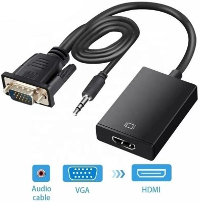 microware  TV-out Cable 1080P VGA Male To HDMI Female Converter With Audio For PC TV Laptop Projector(Black, For Laptop)
