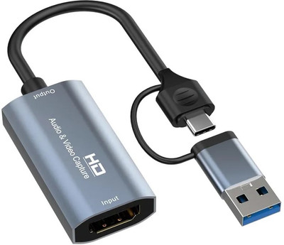 microware HDMI to USB 3.0/3.1 video capture, 2 in 1 Audio and Video Capture Card Media Streaming Device(Silver)