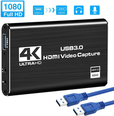 atdaraz 4K Audio Video Capture Card, USB 3.0 HDMI Video Capture Device, Full HD 1080P Media Streaming Device(Black)