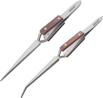 GOGNA Jewellers Tweezer Set (2 Pcs) - Fiber Grip For Jewelry Repairing/Soldering