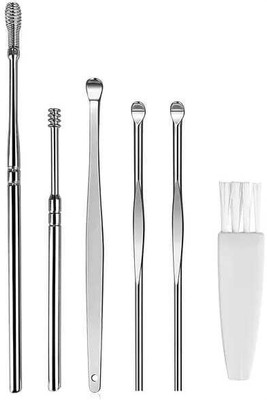 FlyTouch Ear Spoon Cleaner Stainless Steel Ears Picking Spiral Massage Cleaning Tool Set