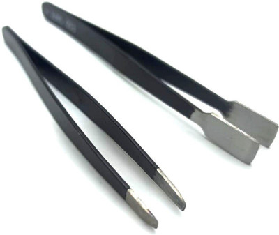 ARONET set of 2 pcs Premium Stainless Steel non magnetic esd safe slant pluckers for Eyebrow, Upper Lips, Blackhead Removal, Facial Hair For Women & Men and can also be use for making artificial jewelry