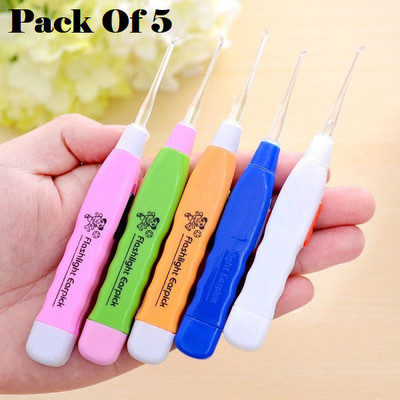 FlyTouch (5Pcs) Flashing Light Led Digging Ear Wax Remover Cleaner Tool (Multicolored)