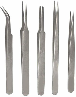 alis Beauty Tweezer Perfect to Holding Precision for beading, Other Fine Crafts, Medical, Lash Extension Tweezers Set (BT-033) - Set of 5 Pcs