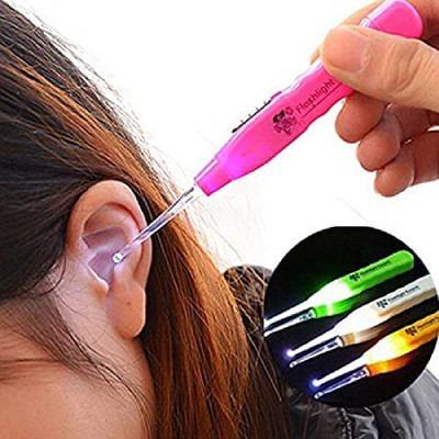 Sunrage Earpick With Flashlight Ear Wax Remover Child Safety Tweezer and Spoons in Case