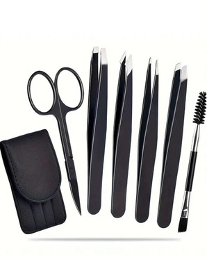 koccido 6 Pcs Eyebrow Tweezers Set for Women and Men Stainless Steel