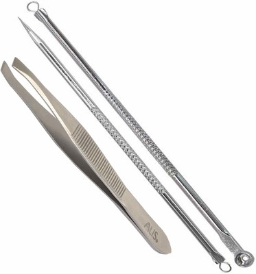 alis Professional Slant Tip Tweezer & Blackhead Remover Needles