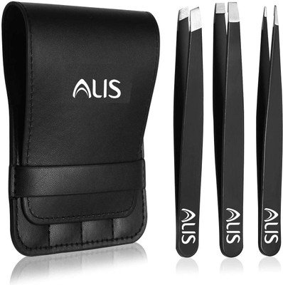 alis Professional Stainless Steel 3PCS Tweezers Slant, Pointed And Flat-Tip(SETOF 3)