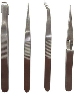 RELIBBA 4 in 1 Satinless Steel Tweezer Set All Purpose