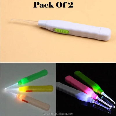 FlyTouch (2Pcs) Led Ear Cleaner Lighted Earpick Safety Cleaner Tool Flashlight Earpick