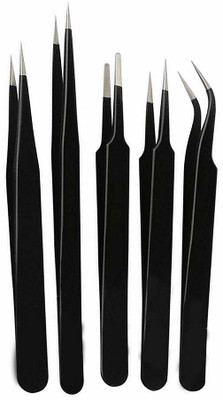 alis 5 Pcs ESD Precision Multifunction Tweezers Set, Upgraded Anti-Static Professional Tweezers Precision for Eyebrows, Ingrown Hair Removal, Electronic Repairing, & Crafting Tool Kit